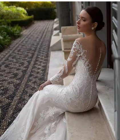 Robe de Soirée Longue en Dentelle pour Femme