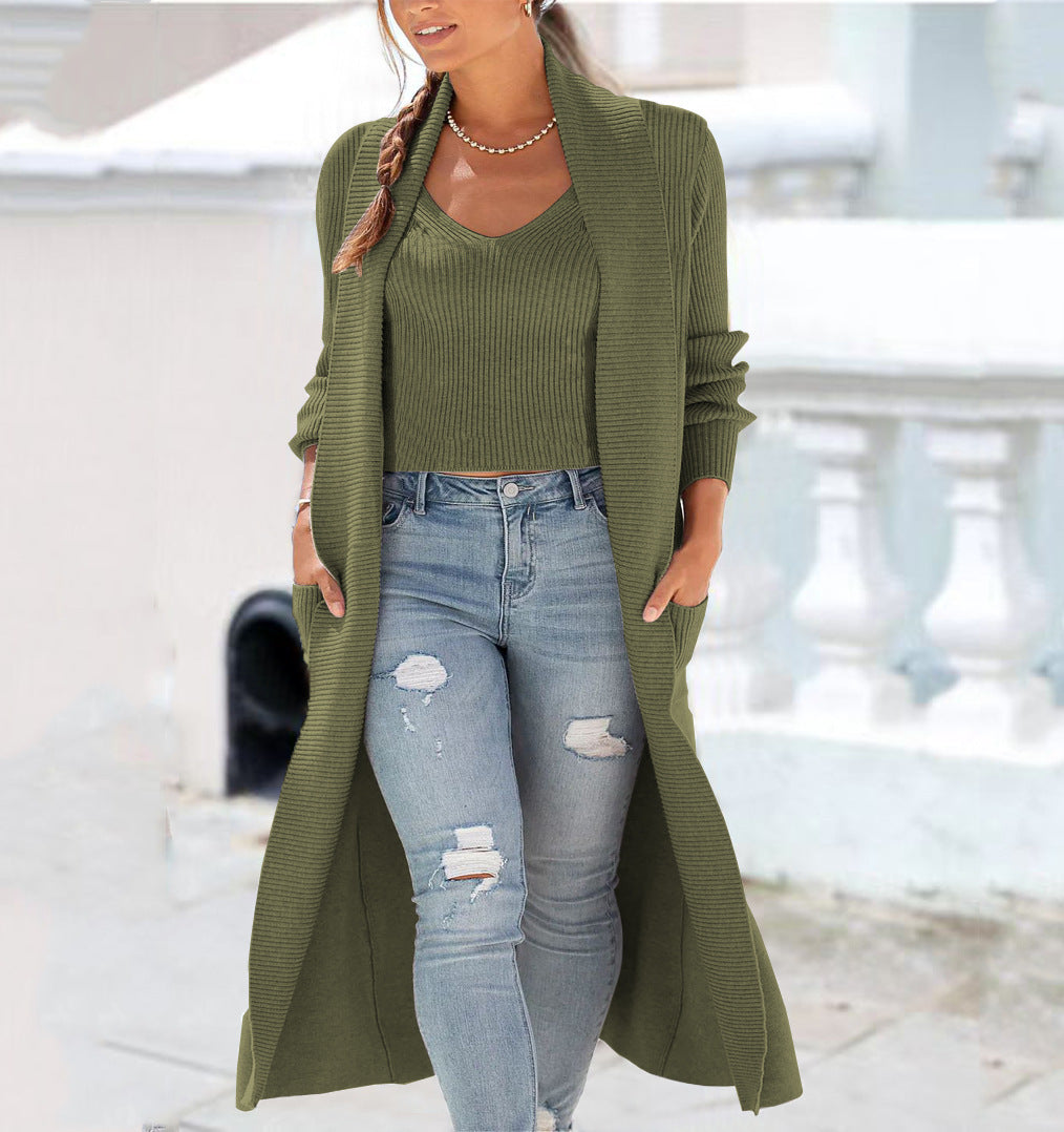 Knitted Sweater Vest Trench Coat