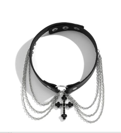 Gothic Pattern PU Alloy Cross Necklace (One Piece)