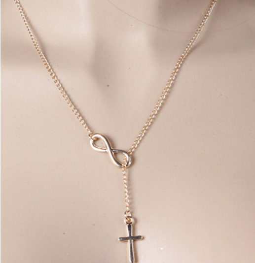 Infinity Cross Sweater Chain Necklace for Women