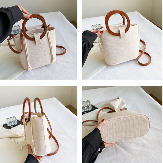 Stylish Woven Women's Beach Tote Bag with Shoulder Strap