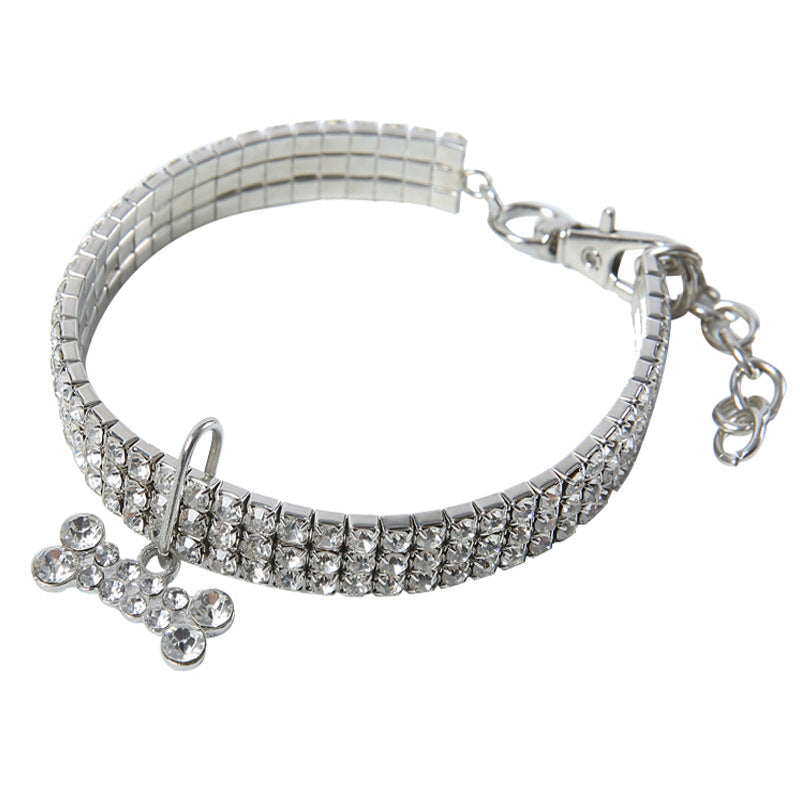 3-Row Rhinestone Pet Necklace for Small Dogs and Cats