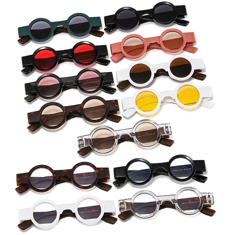 Retro Punk Round Sunglasses with UV400 Marine Lenses