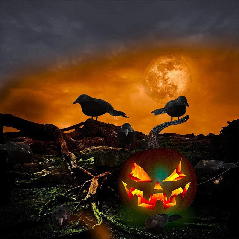 Black Foam Velvet Crow Decoration for Halloween