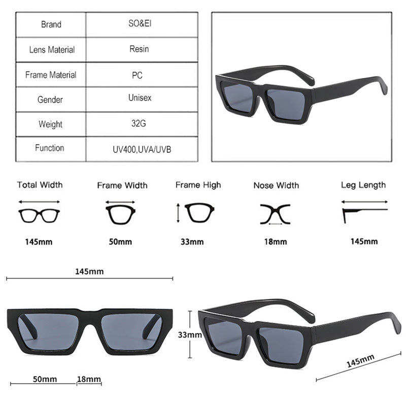 Retro Square Jelly Sunglasses for Men and Women