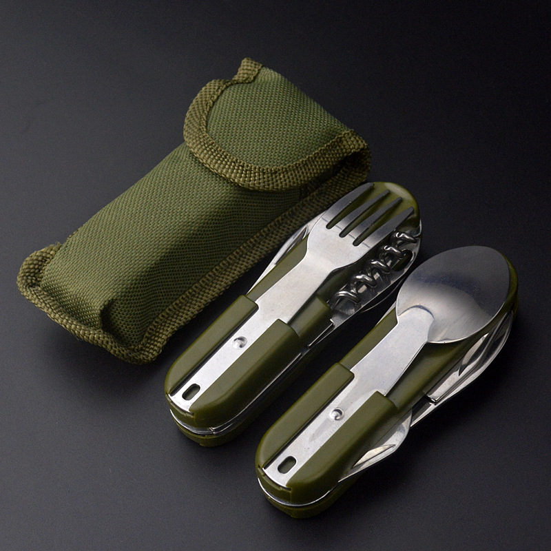 Multi-Function Outdoor Tableware Set (Fork, Knife, Spoon, Martensite Steel)