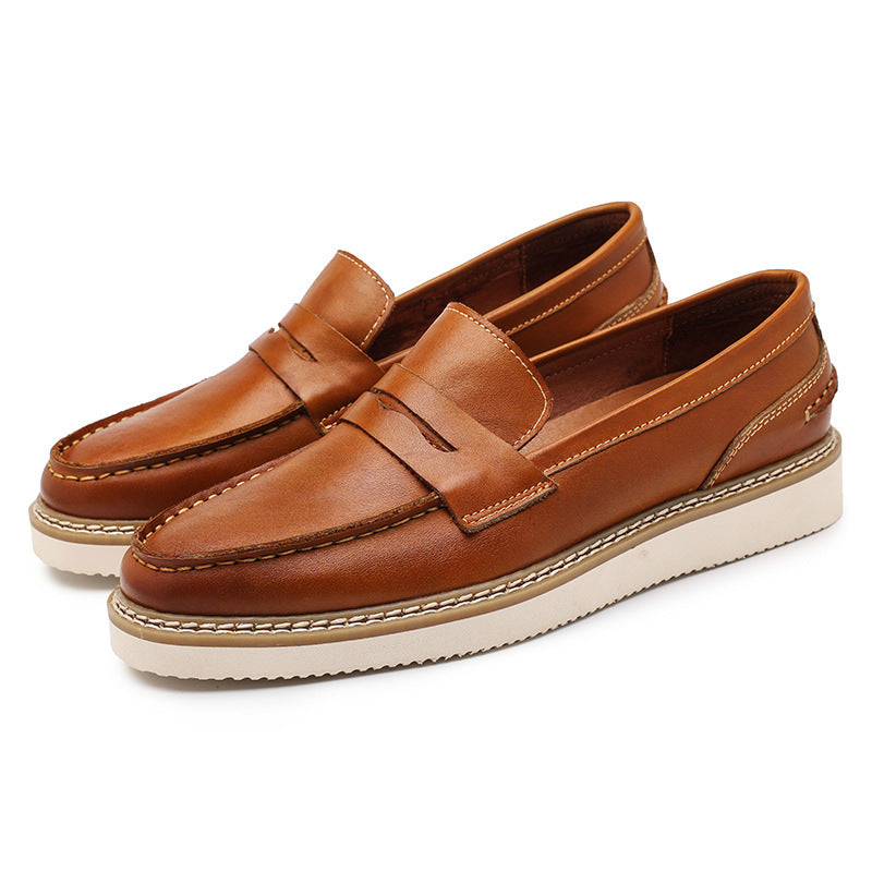 Men's Breathable Leather Loafers - Retro Casual Shoes