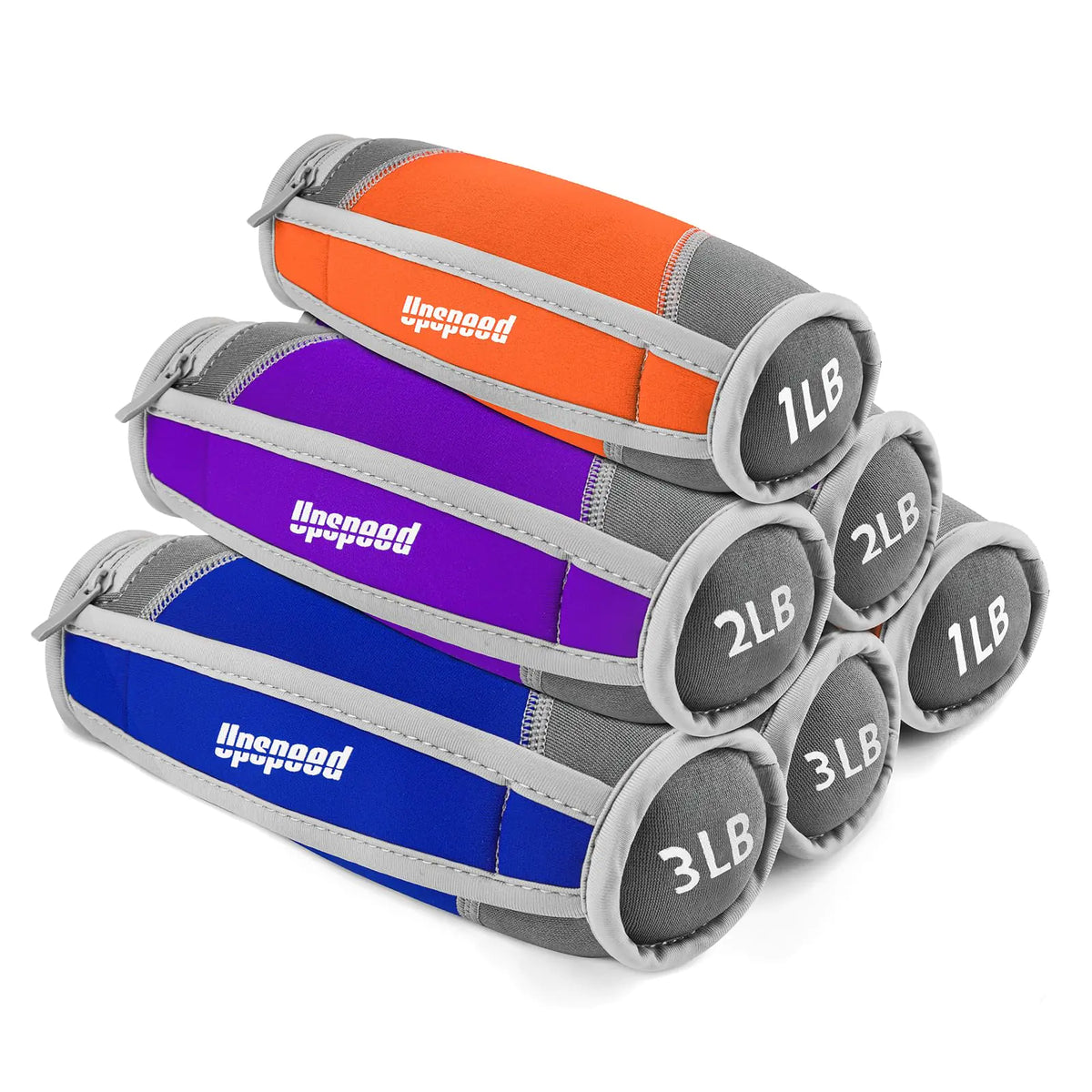 Ensemble de poids à main détachables Upspeed de 6 (1lb, 2lbs, 3lbs chacun) - Poids à main souples et confortables pour la marche, femmes/hommes, avec sangles - Pour la marche, la course, le cardio et la physiothérapie