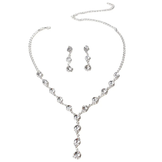 Elegant 3-Piece Rhinestone Jewelry Set for Brides