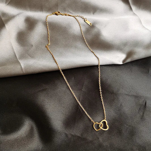 Double Ring Heart Minimalist Necklace for Women