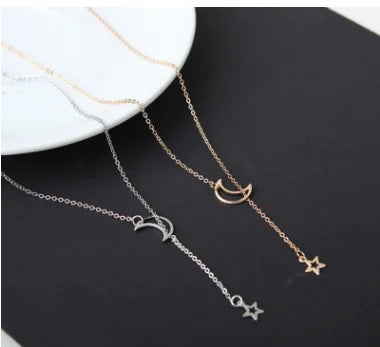 Minimalist Moon and Star Choker Necklace