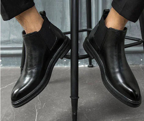 Men's Pointed High-Top Leather Boots