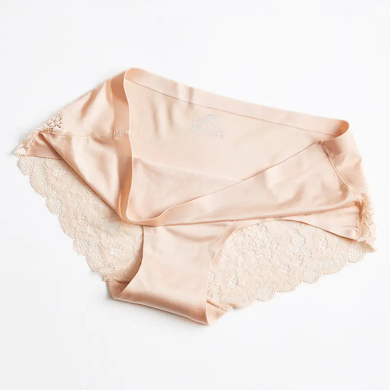 Luxury Pearl Lace Panties, Seamless Women's Briefs