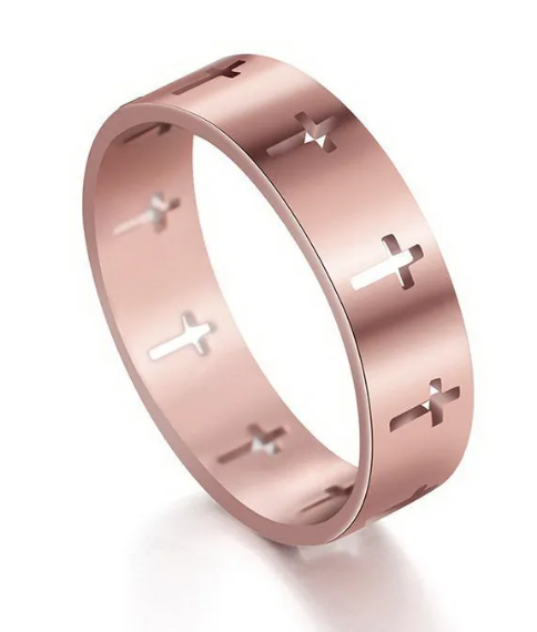 Hollow Cross Stainless Steel Ring