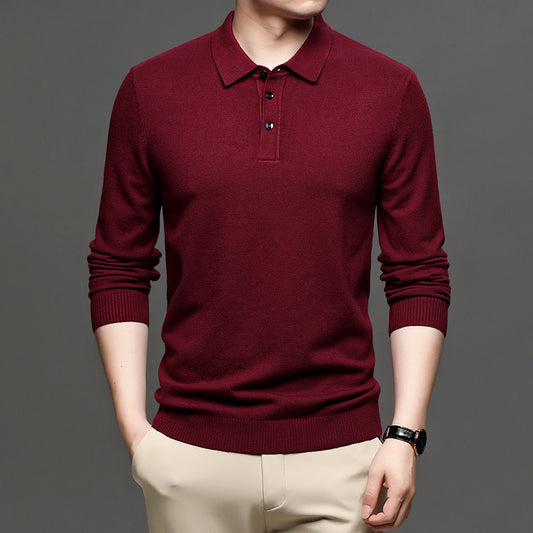 Men's Casual Business Wool T-shirt with Lapel Design