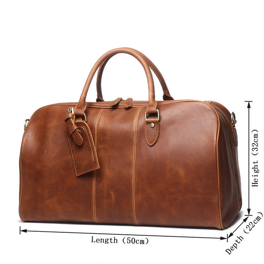 Men's Leather Crossbody Travel Duffel Bag