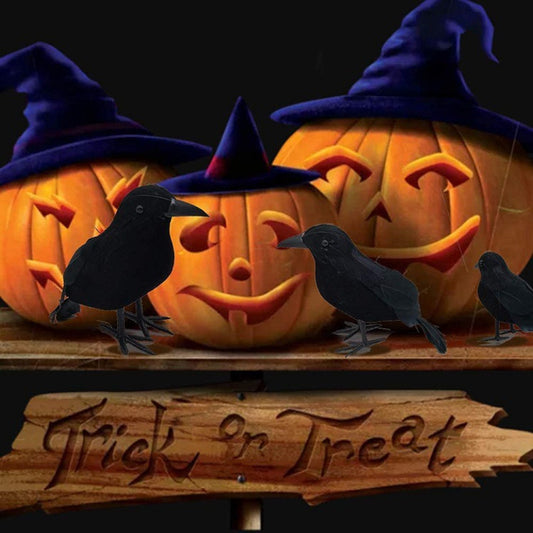 Black Foam Velvet Crow Decoration for Halloween