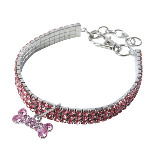 3-Row Rhinestone Pet Necklace for Small Dogs and Cats