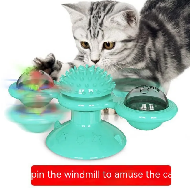 PlayLab Collection - Rotating Windmill Cat Teaser Toy with Light