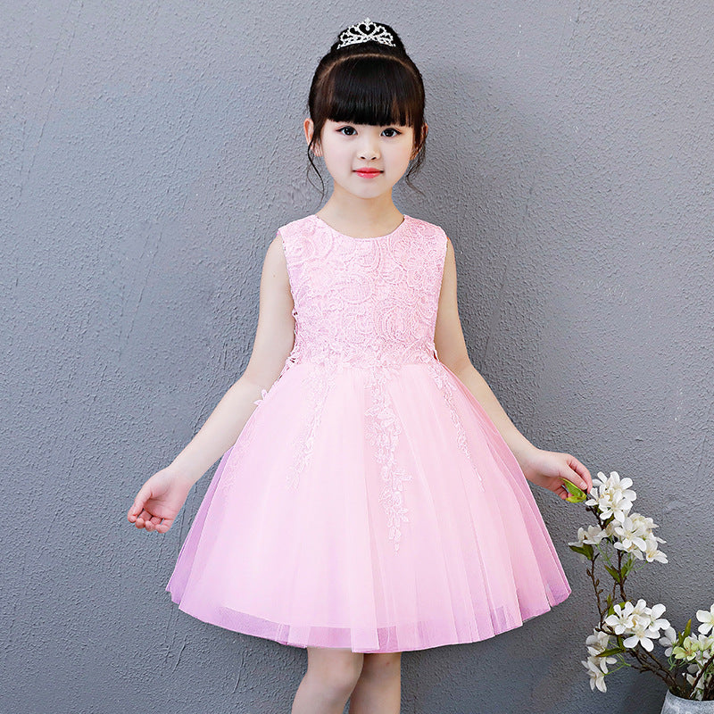 Robe coréenne pour enfants avec ornements en dentelle