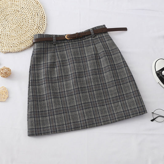 A-line Short Plaid Autumn Skirt