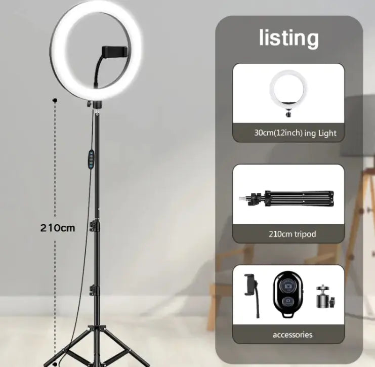 LED 링 라이트 삼각대가 포함된 콘텐츠 크리에이터용 삼각대