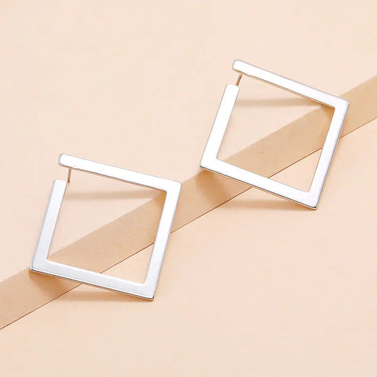 Geometric Diamond Shaped Earrings - Minimalist Design