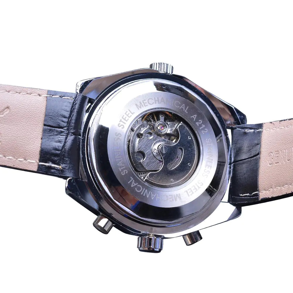 Montre mécanique JARAGAR avec bracelet en cuir