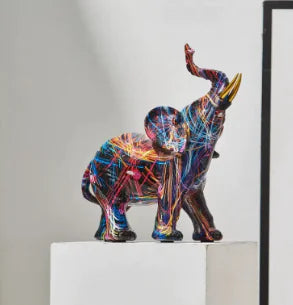 Colorful Elephant Sculpture - Desktop Art Decoration