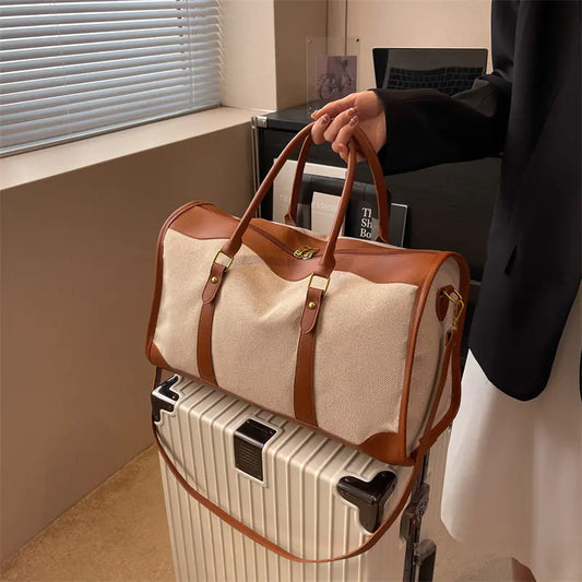 Large Capacity Canvas Travel Shoulder Handbag