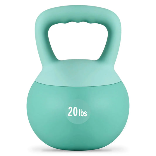 DlandHome Kettlebell 20lbs Mint Green Iron PVC Filled Soft Kettlebell-Weights for Strength Training Full Body Workout