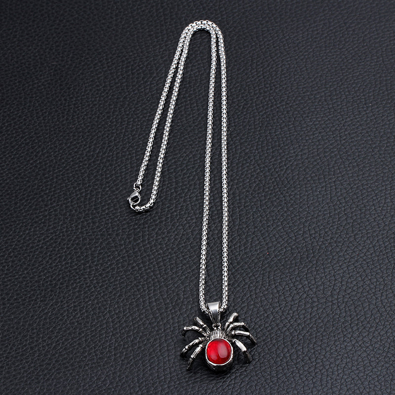 Red Diamond Spider Necklace & Heart Angel Gemstone Jewelry