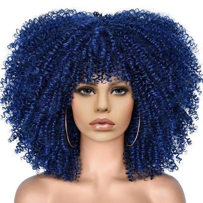 New Short Curly African American Wigs with Rose Net