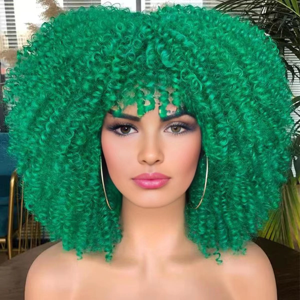 New Short Curly African American Wigs with Rose Net