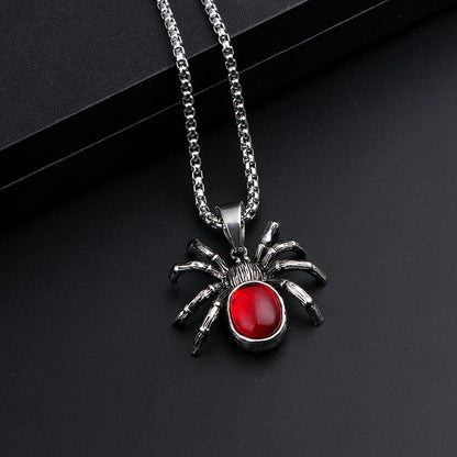 Red Diamond Spider Necklace & Heart Angel Gemstone Jewelry