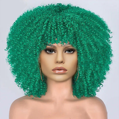 New Short Curly African American Wigs with Rose Net