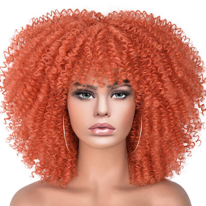 New Short Curly African American Wigs with Rose Net