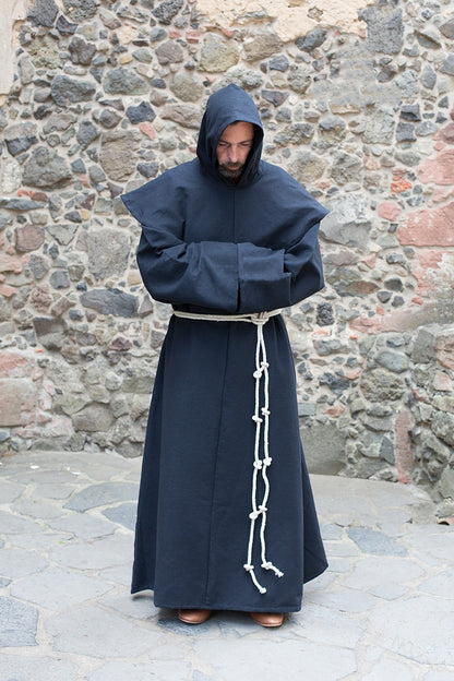Men's Vintage Medieval Hooded Cape with Long Sleeves