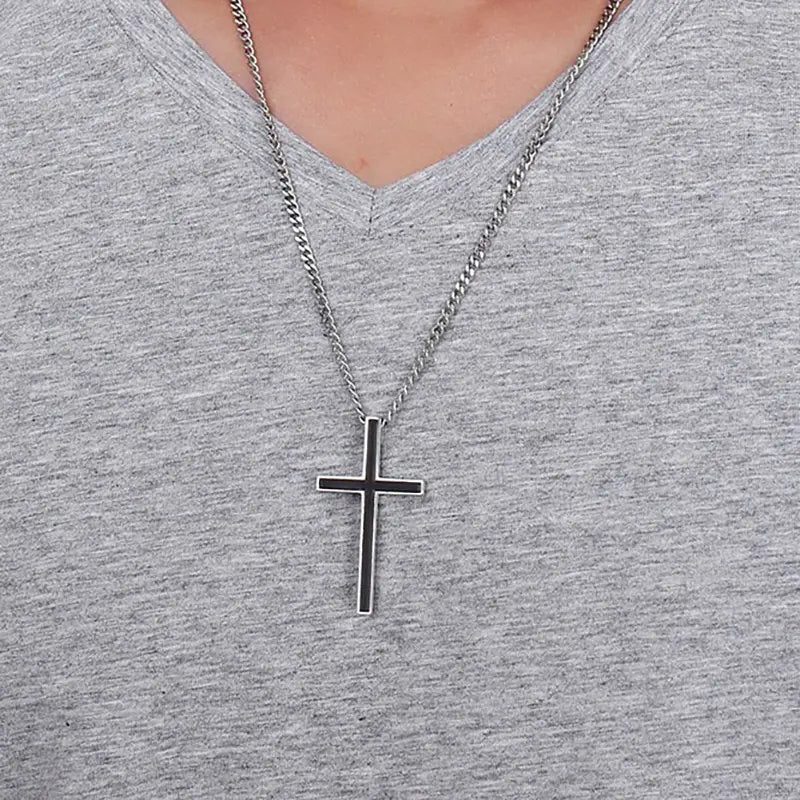 Minimalist Black Cross Necklace