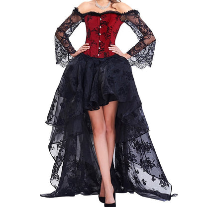 Day of the Dead Corset & Lace Skirt Two-Piece Set