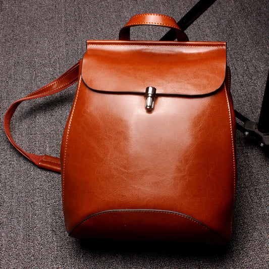 Genuine Leather Waxed Cowhide Backpack