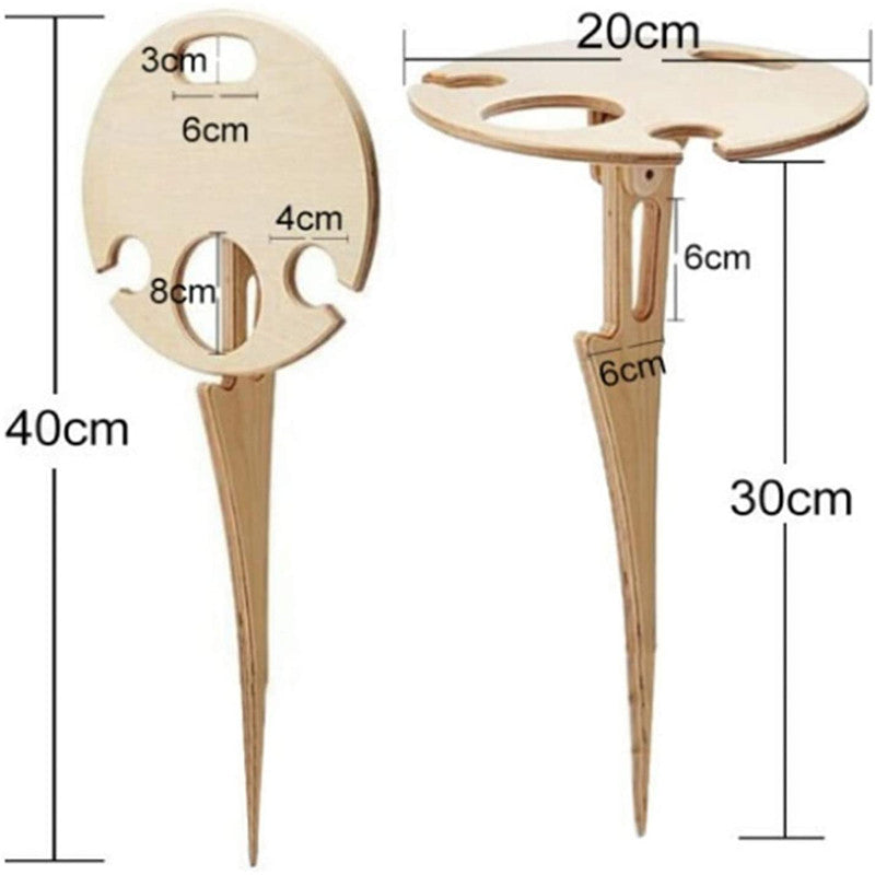 Table à vin ronde pliable en bois pour l'extérieur