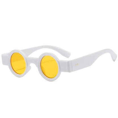 Retro Punk Round Sunglasses with UV400 Marine Lenses