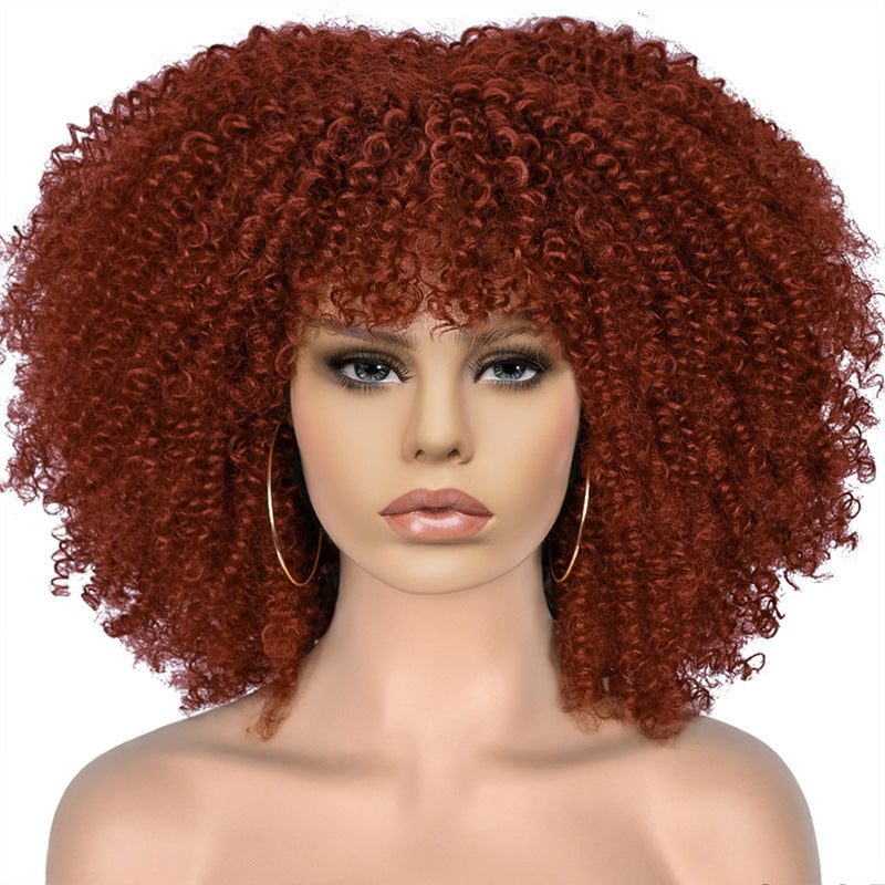 New Short Curly African American Wigs with Rose Net
