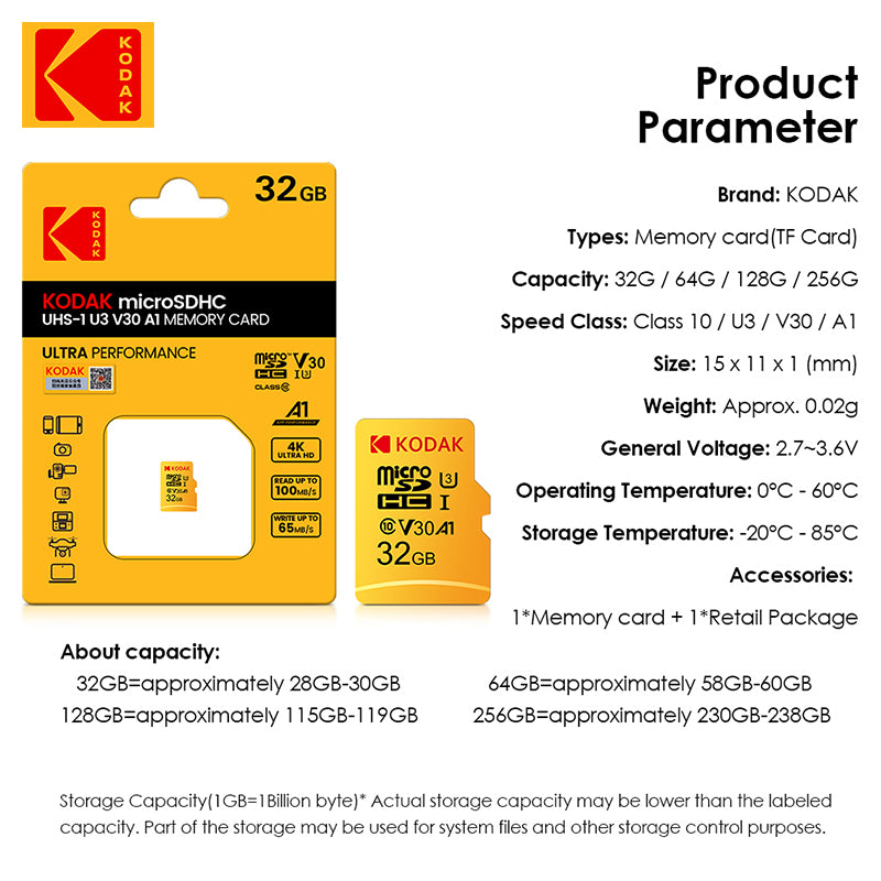 Carte Micro SD KODAK EVO Plus 128 Go UHS-I 4K