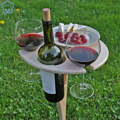 Table à vin ronde pliable en bois pour l'extérieur