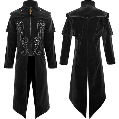 Men's Gothic Halloween Jacket with Stand Collar