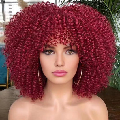 New Short Curly African American Wigs with Rose Net