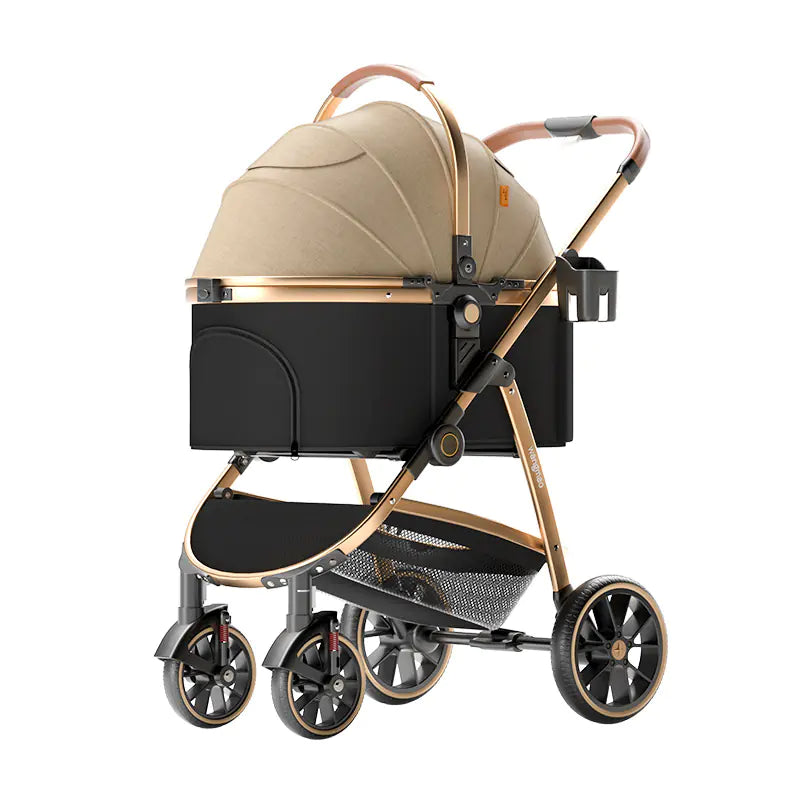 Poussette de luxe pour chien de taille moyenne - Cadre pliant en aluminium