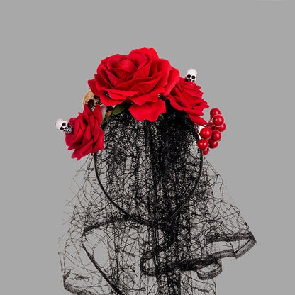 Rose Floral Headband for Day of the Dead Celebration